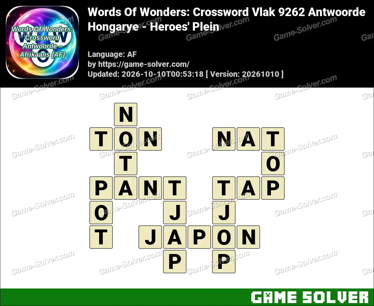 Words Of Wonders: Crossword Vlak 9262 Antwoorde – Hongarye – Heroes’ Plein